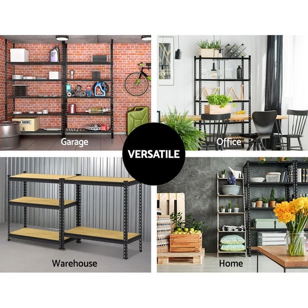 2x1.8m 5-shelves Steel Warehouse Shelving Racking Garage Storage Rack Black Carousel 6