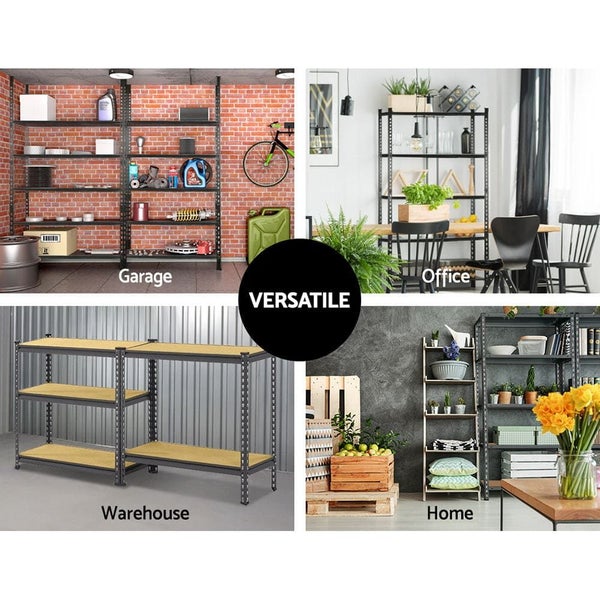 5x1.8m 5-shelves Steel Warehouse Shelving Racking Garage Storage Rack Grey Carousel 6