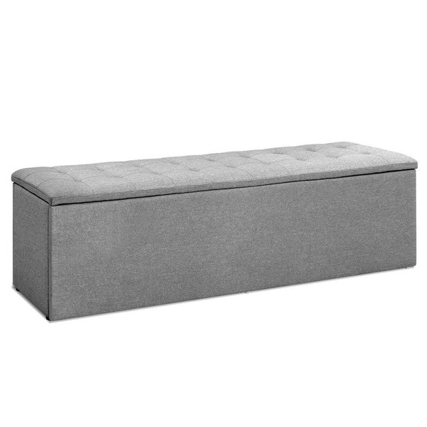 Artiss Storage Ottoman Blanket Box Grey Large Fabric Rest Chest Toy Foot Stool Carousel 1