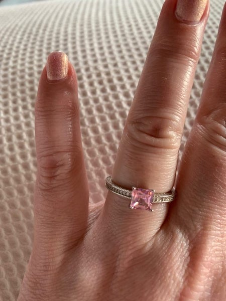 Pink crystal square Sterling silver Royal Essence ring Carousel 2