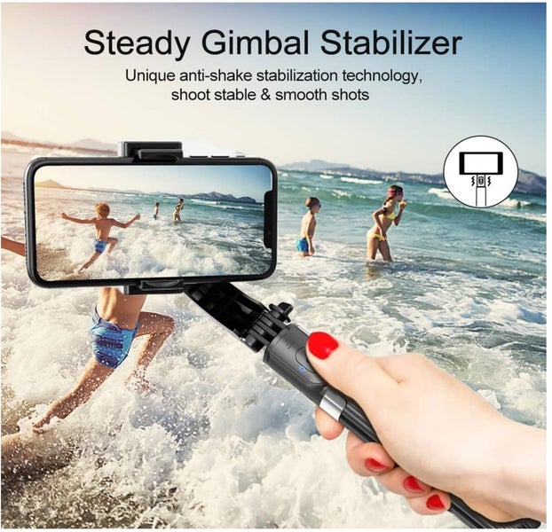 Selfie Stick Gimbal Stabilizer, Portable Phone Holder,Auto Balance 1-Axis Gimbal Carousel 2