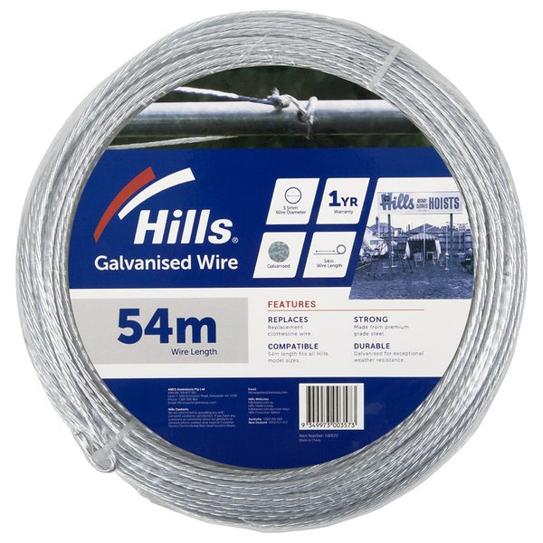 Hills 54m Galvanised Steel Wire 3.5mm For Traditional Style Clothesline Carousel 1