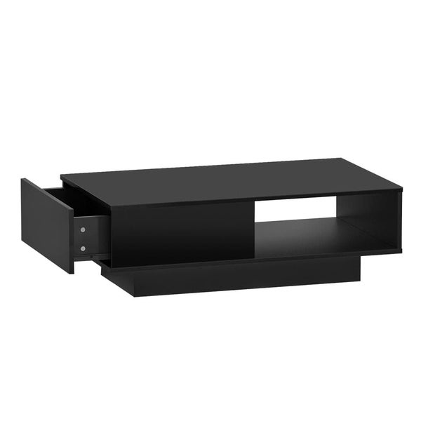 Artiss Coffee Table Led Lights High Gloss Storage Drawer Modern Furniture Black Carousel 1