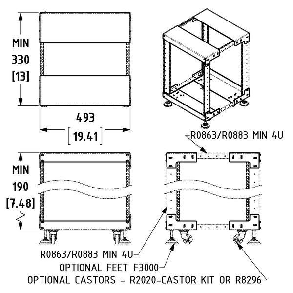 Penn Elcom - R8230-TB - Open tower rack system, top and base kit (rack strip ... Carousel 2