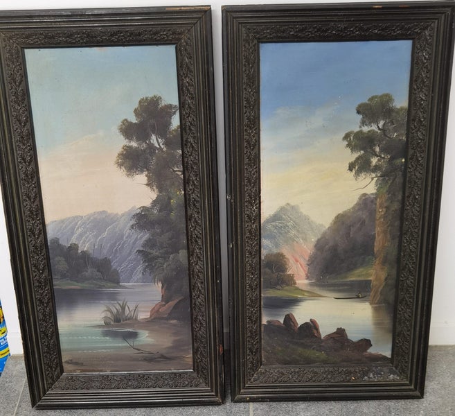 Original F. Maxwell oil paints of Rangitikei river-two paints Carousel 1