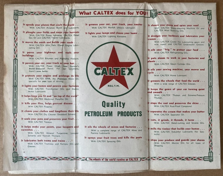 CALTEX 'Power Chief' ROAD MAP of New Zealand - North Island 1940 Carousel 2