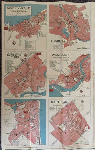 CALTEX 'Power Chief' ROAD MAP of New Zealand - North Island 1940 Carousel 5