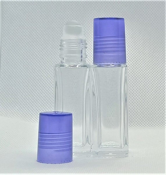 12ml Perfume/ Essential Oil Roll on Glass Bottle - Purple Lid x 2 Carousel 1