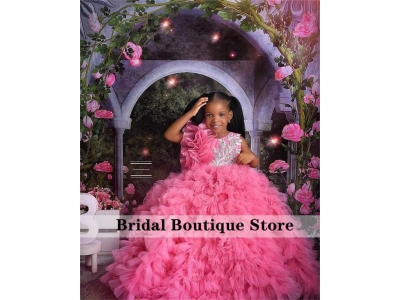 Cute Pink Flower Girls Dress For Wedding Photoshoot Carousel 1