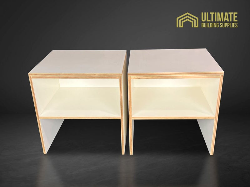 DEAL! Plywood Warm White bedside tables Set of two Carousel 1