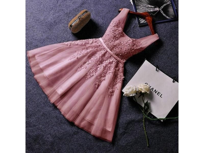 Custom Made Gold Blue Yellow Lilac Homecoming Dresses With Lace Up Appliques Carousel 1