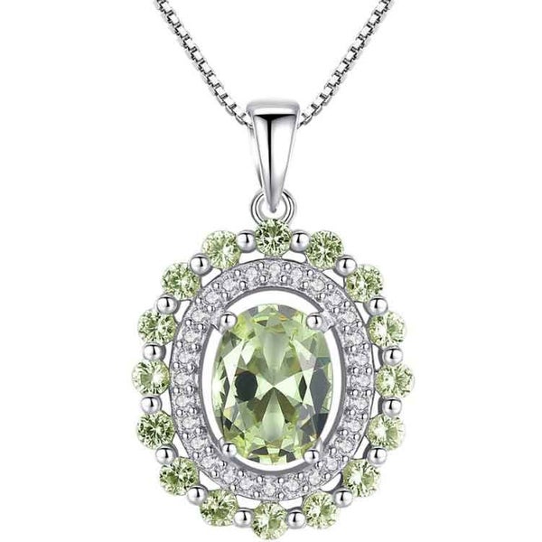 925 Sterling Silver Crystal Necklace "Cannes" (Green) Carousel 1