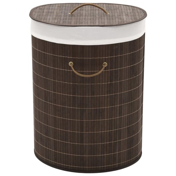 Bamboo Laundry Bin Oval Dark Brown Xaxixn Carousel 1