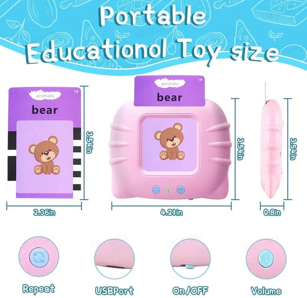 Talking Learning Flash Cards Pre-School Toys 112 & 224 for Kids,( Pink ) Carousel 6