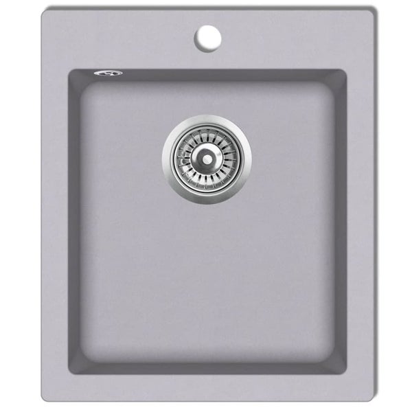 Overmount Kitchen Sink Single Basin Granite Grey Oappol Carousel 1