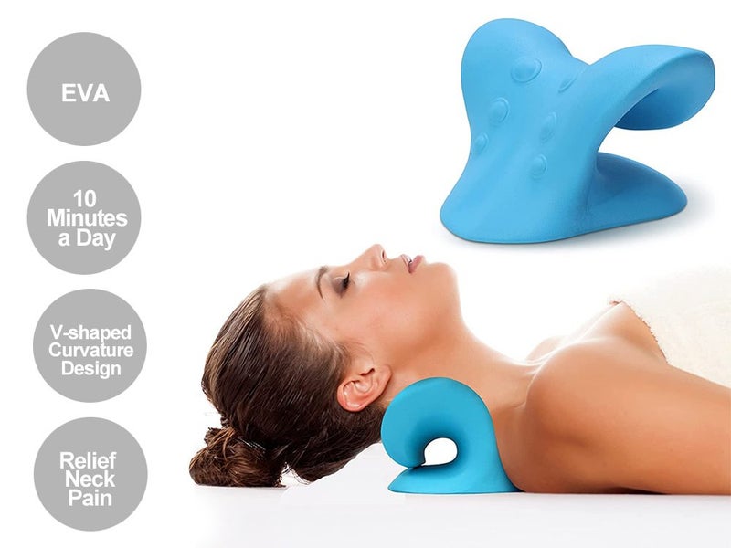 Cervical Care Neck Pillow & Stretcher-Blue Carousel 1