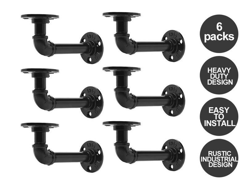6 Pcs Industrial Rustic Shelf Brackets Carousel 1