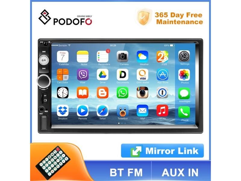 Podofo 2din 7" HD Autoradio Multimedia Player With Touch Screen MP5 Features Carousel 2