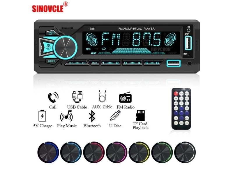 SINOVCLE Car Radio 1din Stereo Bluetooth MP3 Player FM Receiver With Remote Carousel 2