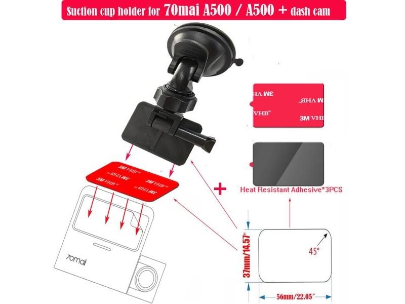 For 70MAI A500 Dvr Suction Cup Bracket Dash Cam Mirror Mount Kit For 70mai Carousel 2