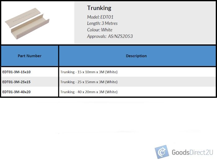 Trunking Conduit - 40 x 20mm x 3M (White) - JAJ Carousel 2