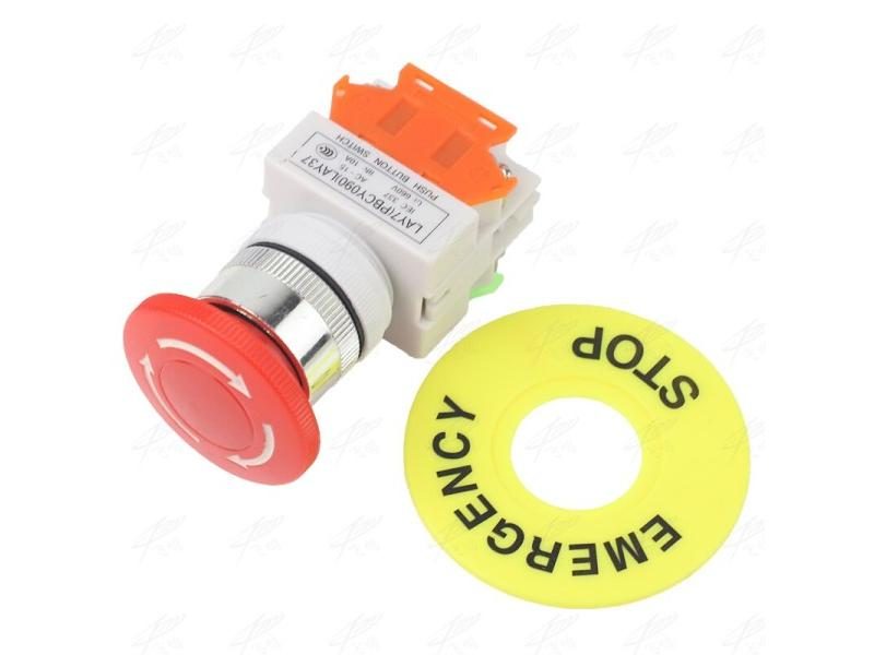 Red Mushroom Cap 1NO 1NC DPST Emergency Stop Switch For AC 660V 10A Carousel 1
