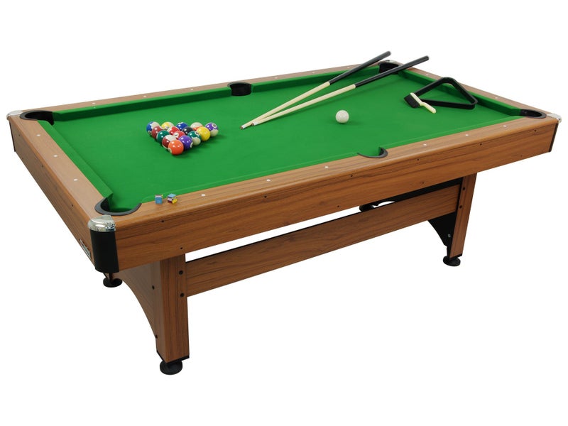 7ft Pool Table with Balls & Cues - Indoor Eight Ball Table - Wood / Green Carousel 1