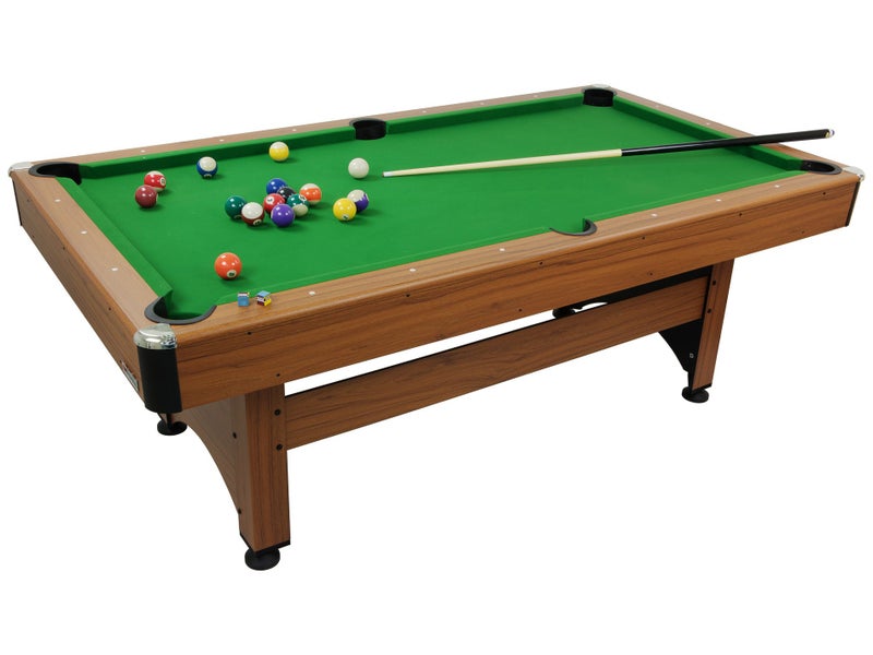 7ft Pool Table with Balls & Cues - Indoor Eight Ball Table - Wood / Green Carousel 2