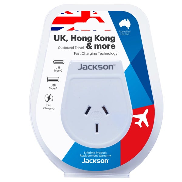 Travel Adaptor USB USB-C Converts NZ/AUS Plugs for use in UK, Hong Kong & More Carousel 1
