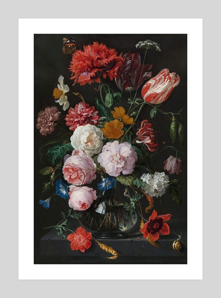 Still Life with Flowers in a Glass Vase by Jan Davidsz. de Heem Art Print Carousel 1
