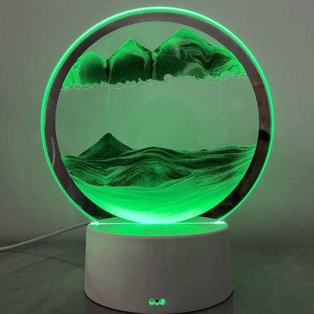 Moving Sand Art Picture Round Glass 3D Deep Sea Sandscape in Motion Display Flow Carousel 1
