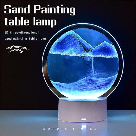 Moving Sand Art Picture Round Glass 3D Deep Sea Sandscape in Motion Display Flow Carousel 1