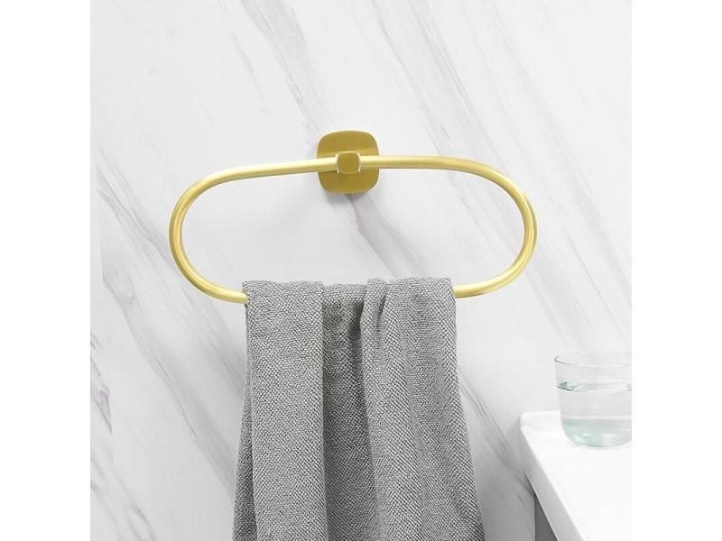 Brushed Gold Aluminum Bathroom Towel Holder Wall Mounted Towel Holder Round Carousel 1