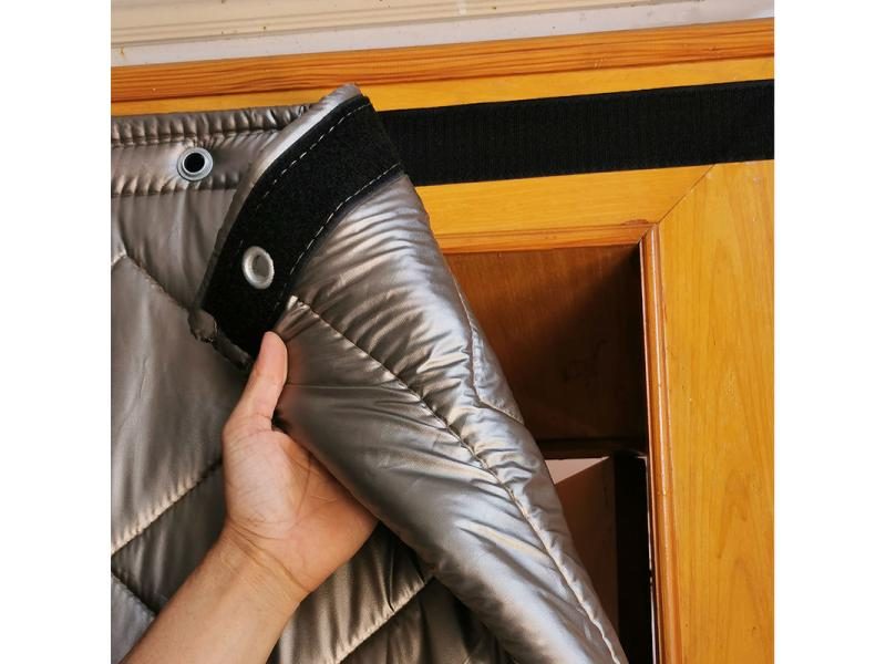 Punch Free Thicken PU Leather Cotton Door Curtain For Winter Windproof Carousel 2