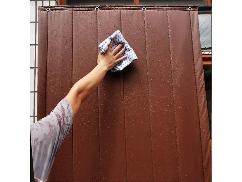 Punch Free Thicken PU Leather Cotton Door Curtain For Winter Windproof Carousel 1