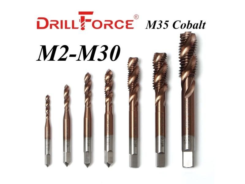 Drillforce Cobalt Screw Thread Tap Drill Bits HSSCO M35 Spiral Flute Metric Carousel 1