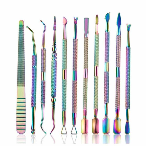 22 Styles Stainless Steel Nail Cuticle Pusher EyelashTweezer Nail Art Carousel 2