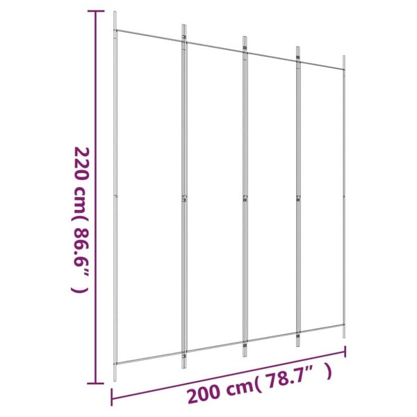 4-panel Room Divider Black 200x220 Cm Fabric Tpbxbo Carousel 2