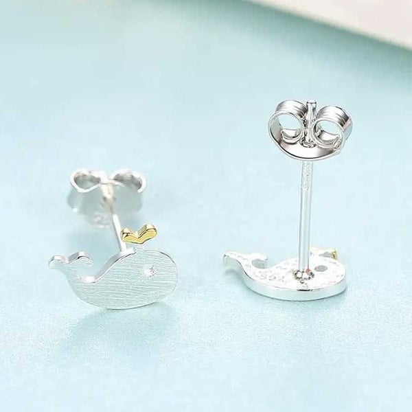 925 Sterling Silver Cute Whale Earrings "Moby" Carousel 6