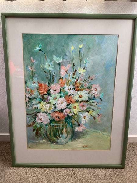 Garden Flowers painting in acrylics Carousel 1