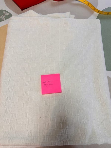 New creamy white check pattern fabric for sewing/crafting 2.1m Carousel 1