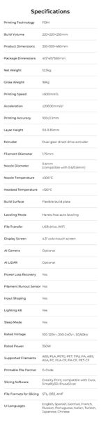 Creality K1 Flagship 3D Printer 600mm/sec Hyper Speed 3D Printer Carousel 20