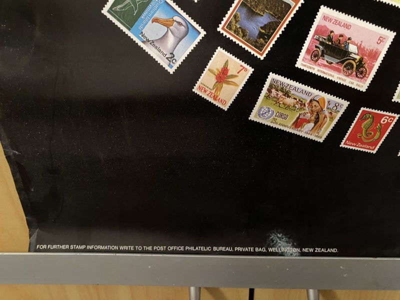 VINTAGE POSTER: New Zealand Postage Stamps 1974 Carousel 3
