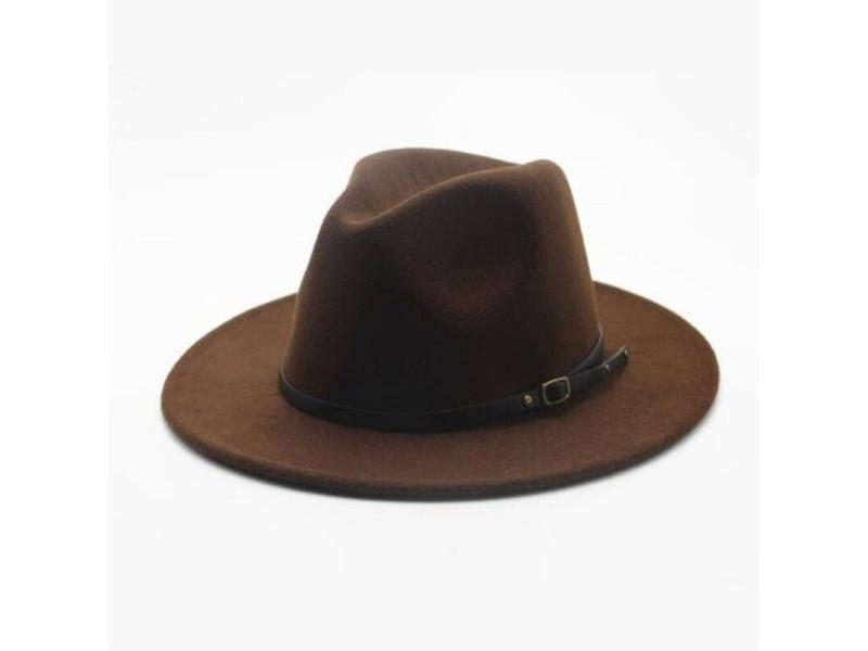 Wool Fedora Hat Hawkins Felt Cap Wide Brim Ladies Trilby Chapeu Feminino Hat Carousel 2