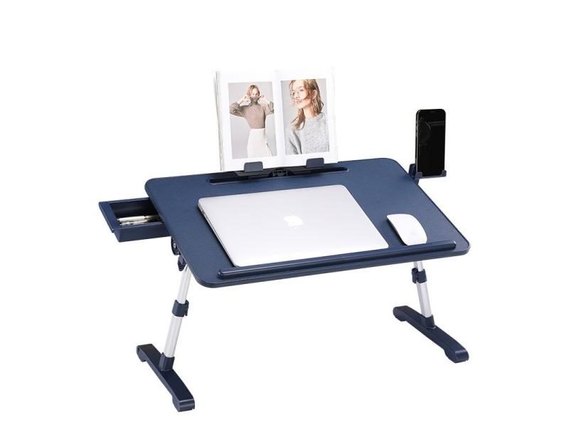 Portable Folding Computer Table With PU Desktop Height Adjustment Carousel 1