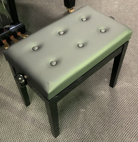 Piano Bench - Buttoned Leather Top Height Adjustable - Black Carousel 1