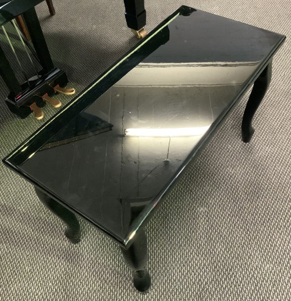 Piano Bench - Cabriole Leg Wooden Top with Internal Storage - Black Carousel 1