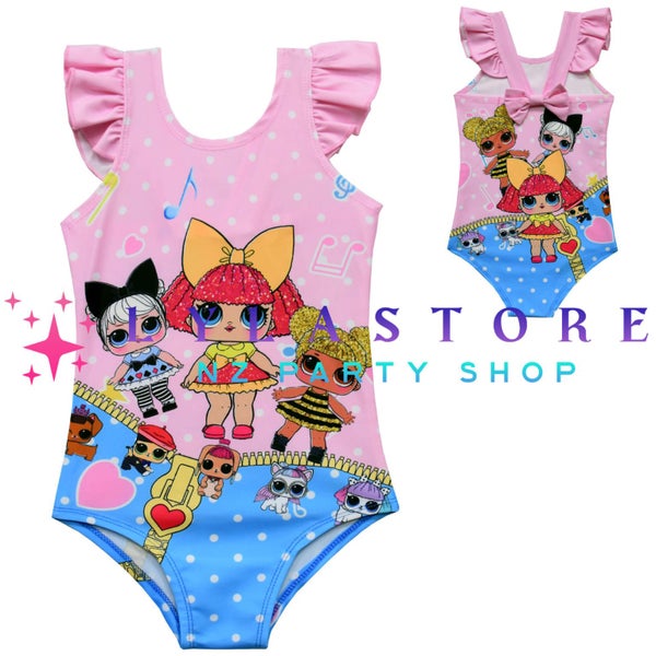 LOL Surprise Girls Cartoon Print Beach Swimwear - Adorable One-Piece Swimsuit Carousel 1