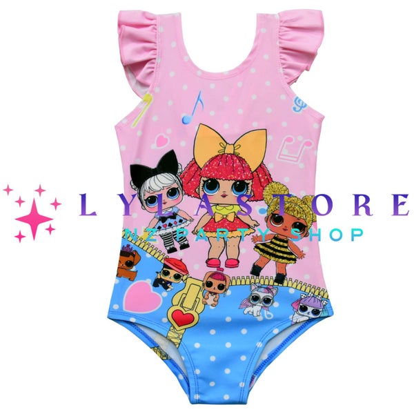 LOL Surprise Girls Cartoon Print Beach Swimwear - Adorable One-Piece Swimsuit Carousel 2