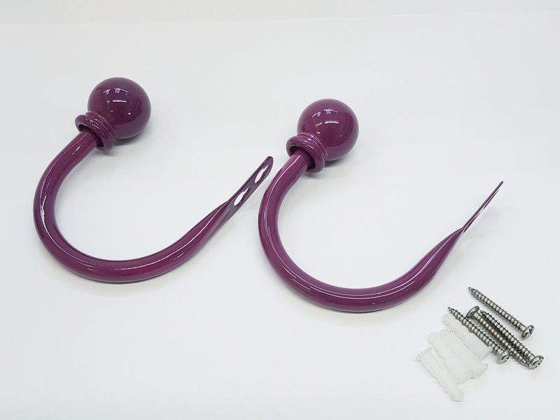 Set of 2 Ball Drapery Curtain Tie Backs / Holdbacks - Purple Carousel 1